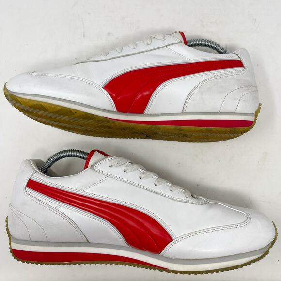Puma White Red Leather Easy Rider Sneakers Mens Size 8.5 - Picture 10 of 10
